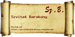 Szvitek Barakony névjegykártya